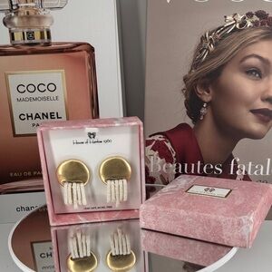 House of Harlow 1960 Gold and Cream Earrings